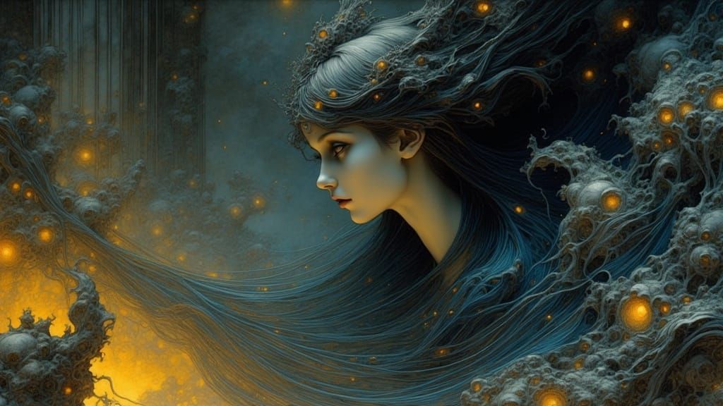 Mysterious Woman Portrait in Dark Fantasy Style