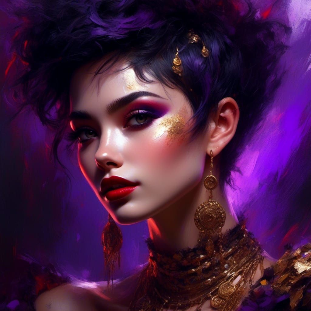 Punk Queen Portrait in Dark Realistic Style