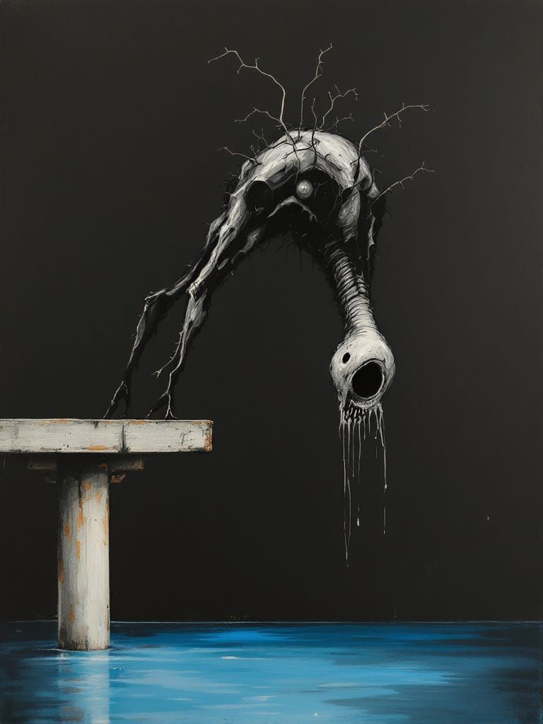 Disturbing Abstract Form Cannonball Splash in Oil