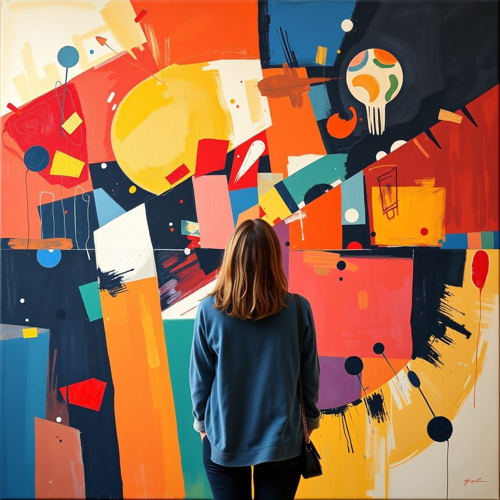 Vibrant Geometric Abstract Art in Futurist Syntetist Style