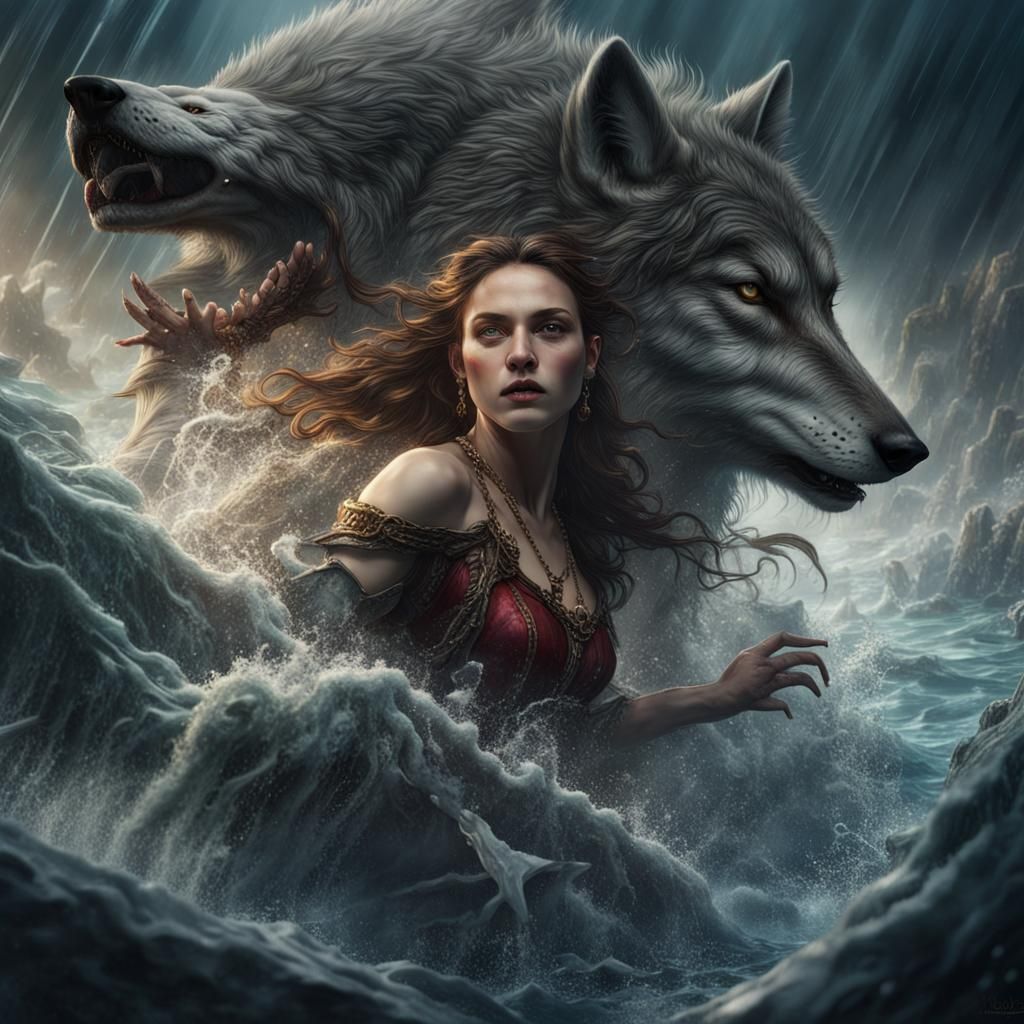 Woman and Wolves Breaking Chains of Fear