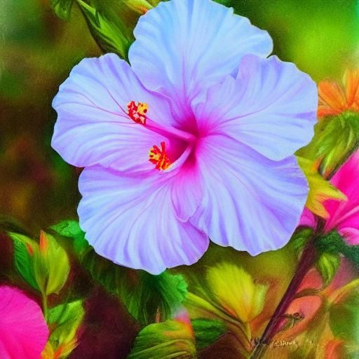Dreamy Hibiscus Flowers in Soft Pastel Hyperrealism