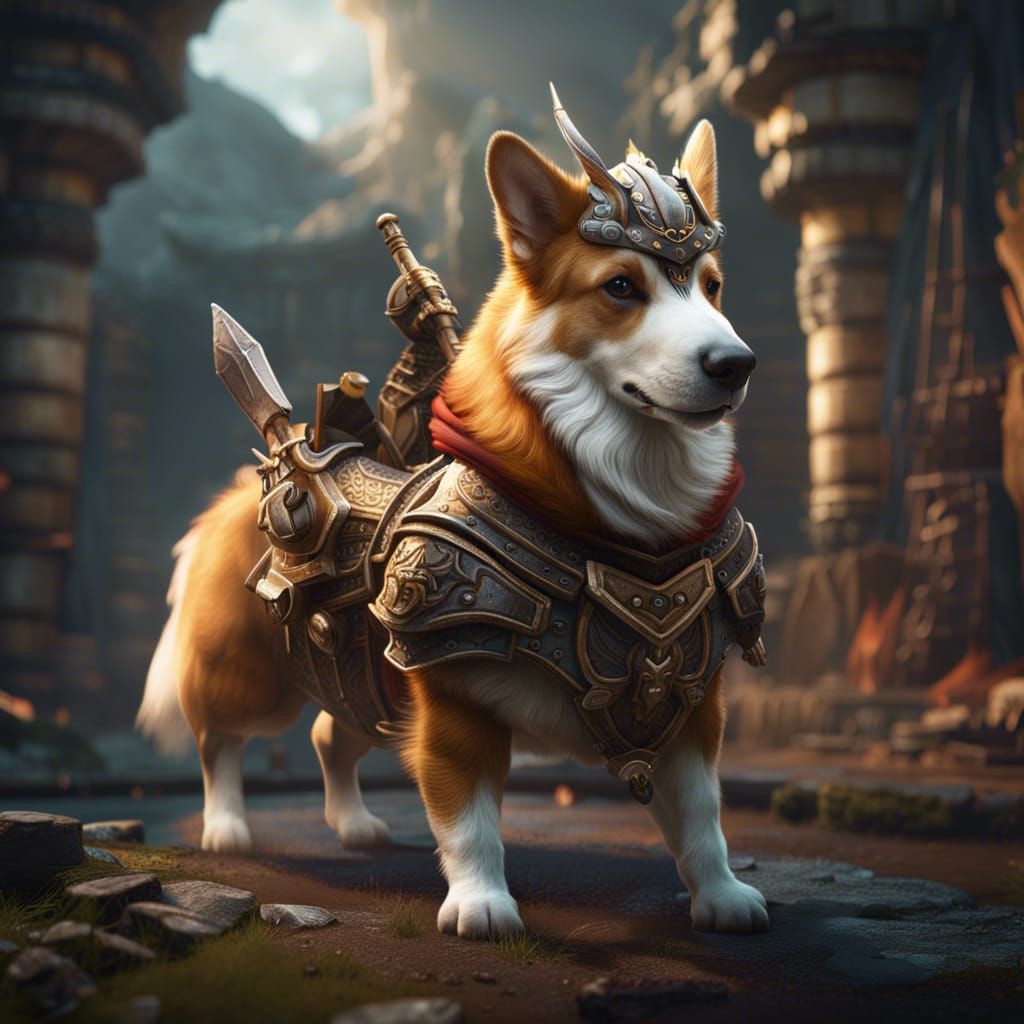Corgi Centaur Warrior: Fantasy Concept Art