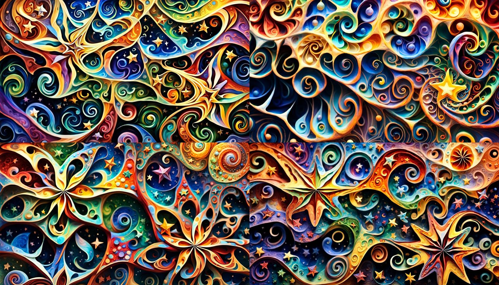 Iridescent Cosmic Star Cluster in Impasto Oil Style