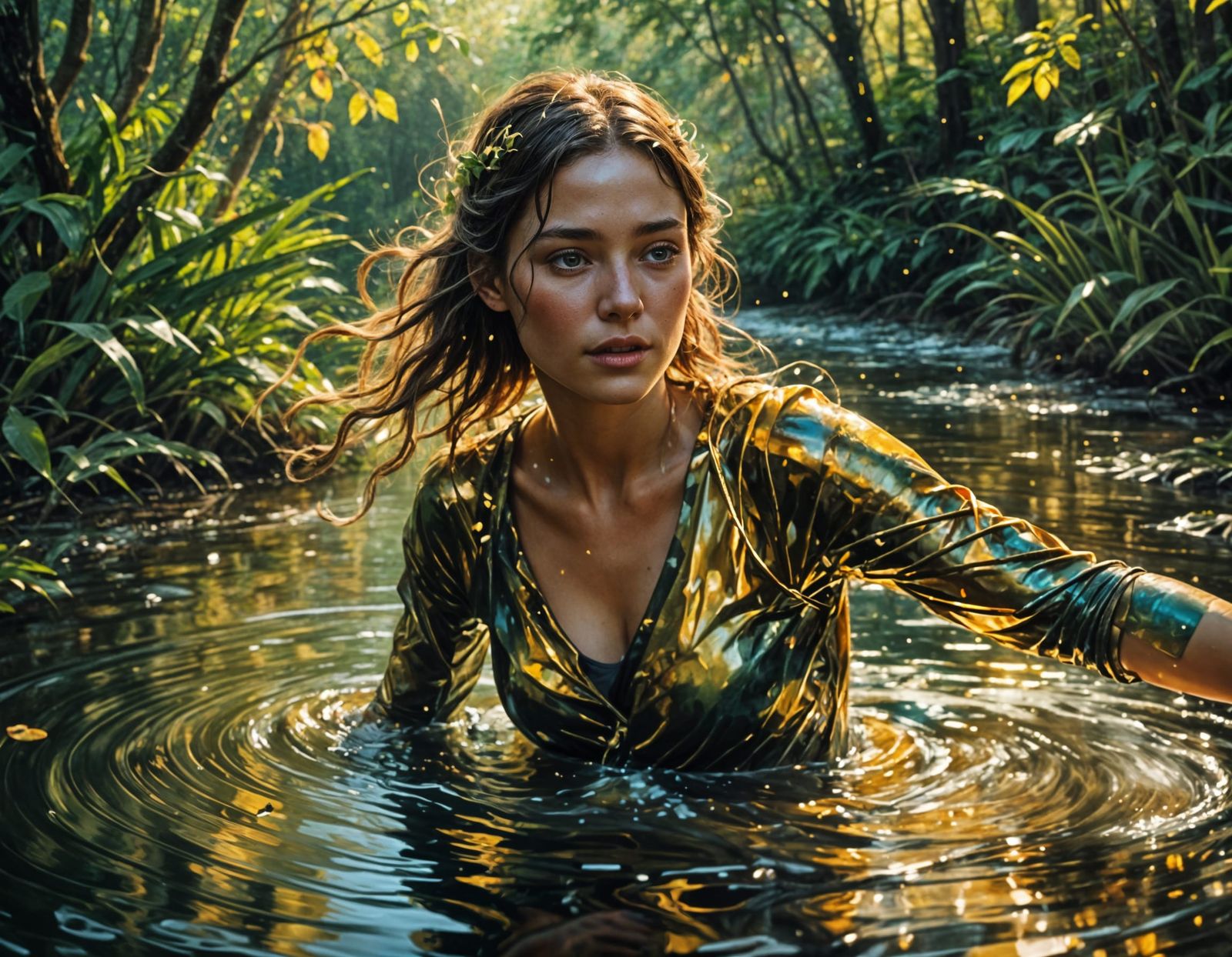 Mystical Forest: Woman Emerging from River