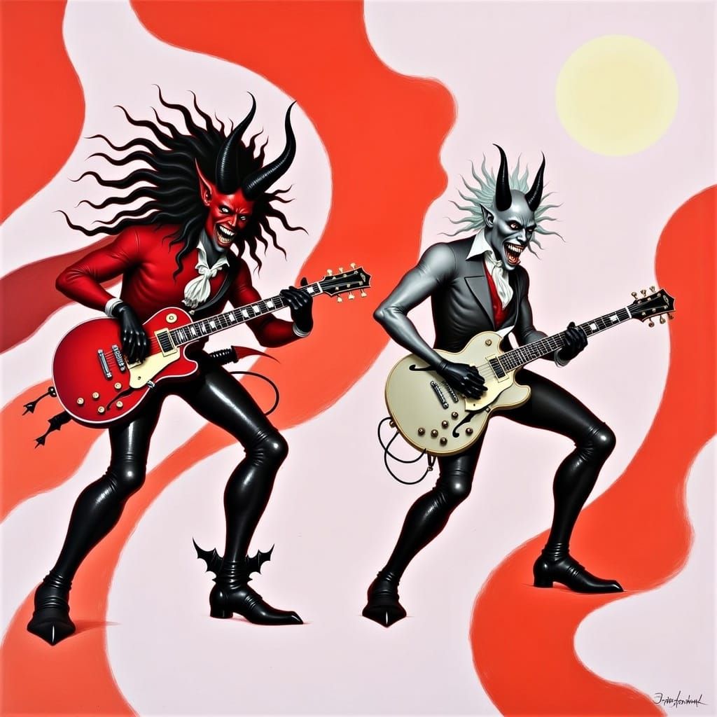 Rhythm Devils in Flux Romantic Oil Painting