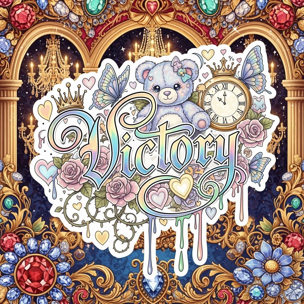 Victory Design: Gothic Calligraphy with Rainbow Ink & Kawaii...