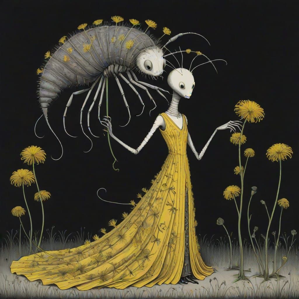 Eccentric Portrait of a House Centipede in a Versace Gown