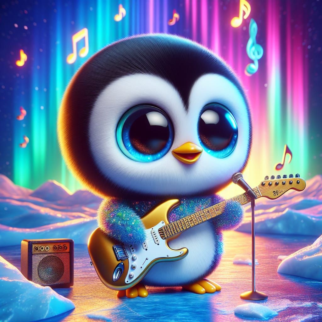 Penguin Rock Star in a Frozen Wonderland