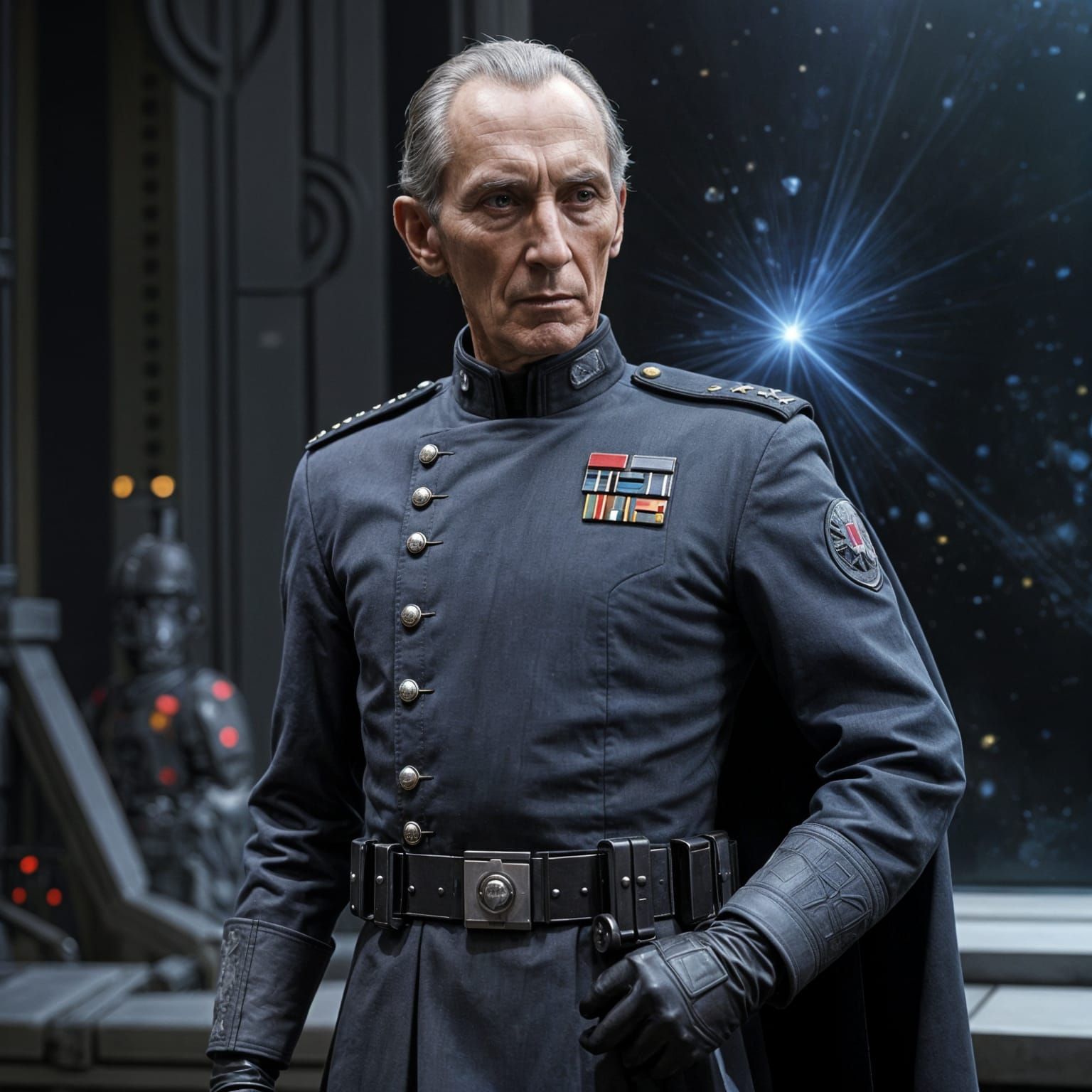 Grand Moff Tarkin in Elegant Star Wars Imperial Uniform