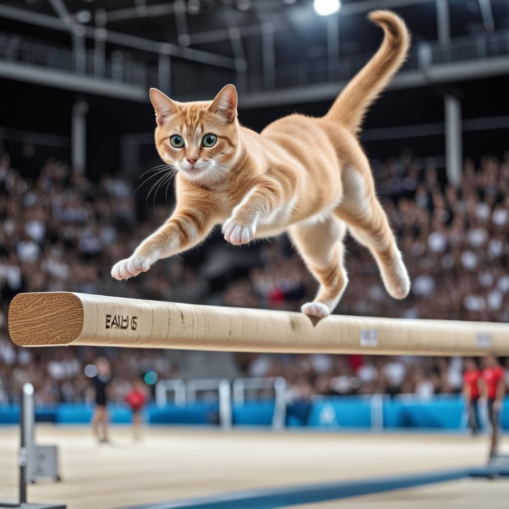 Cat Gymnast at the Paris Olympics
