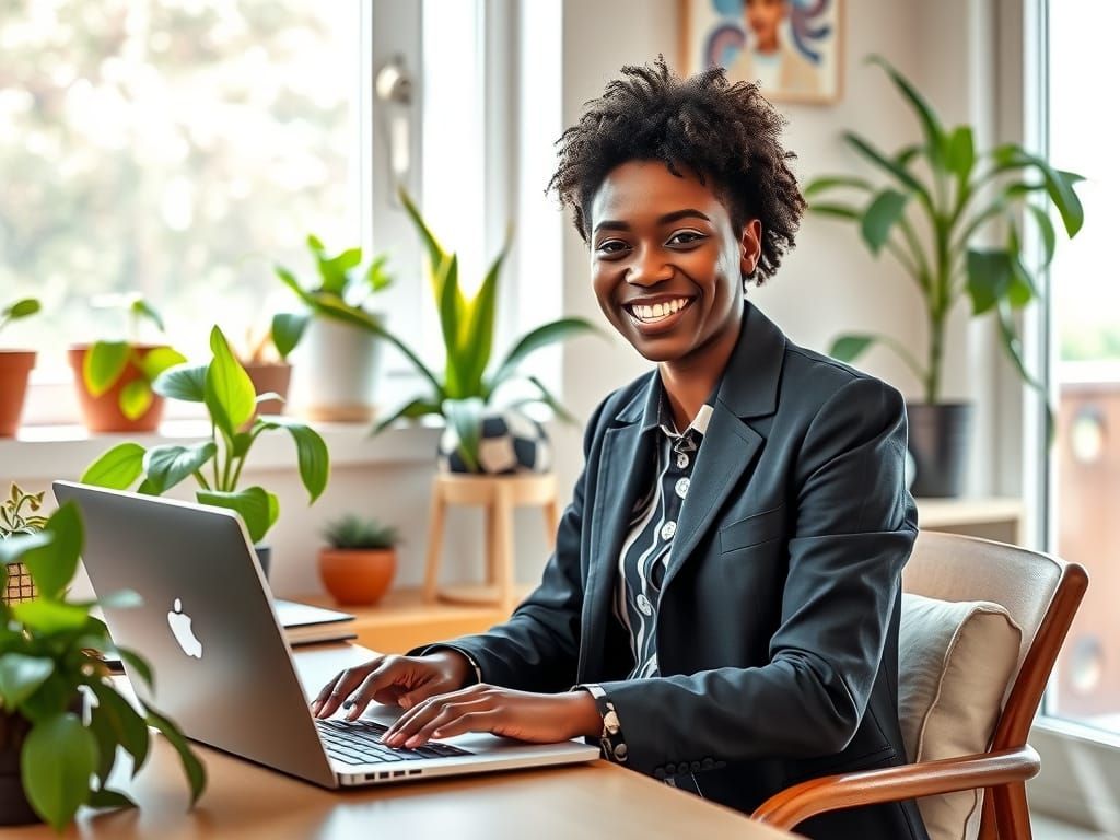 African American Freelancer in Cozy Home Workspace