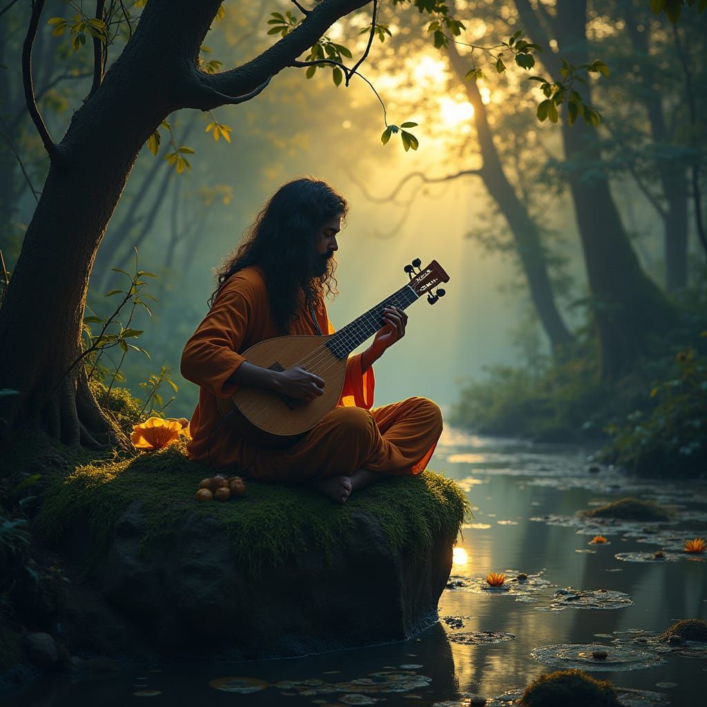 Baul Mystic in Sundarbans Forest, Hyperrealistic Style