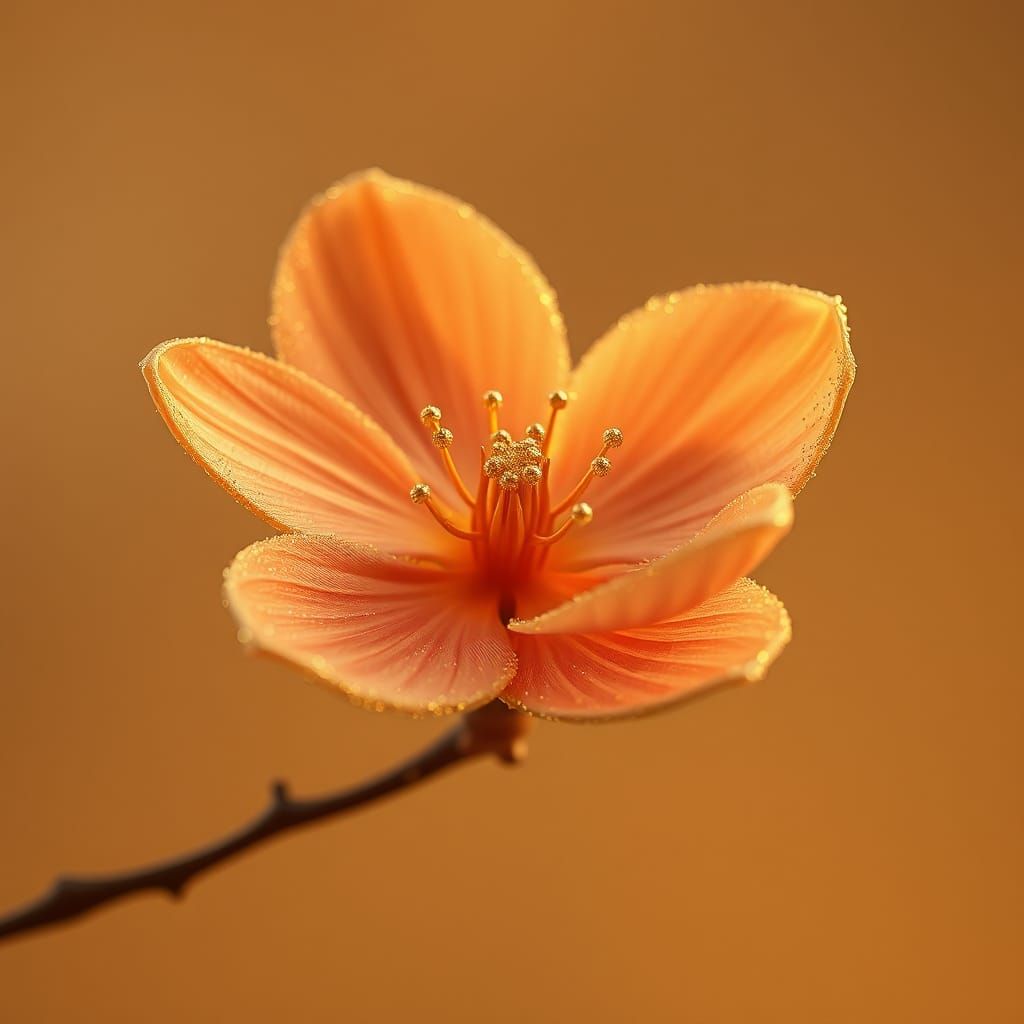 Golden Blossom in Dreamlike 3D Rendered Style