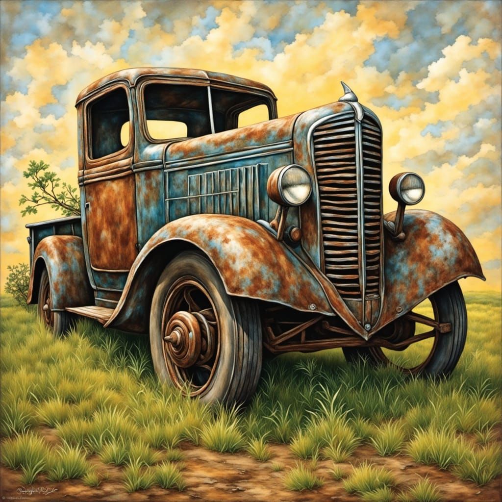 Abstract Expressionist Oil Painting in Impasto Style