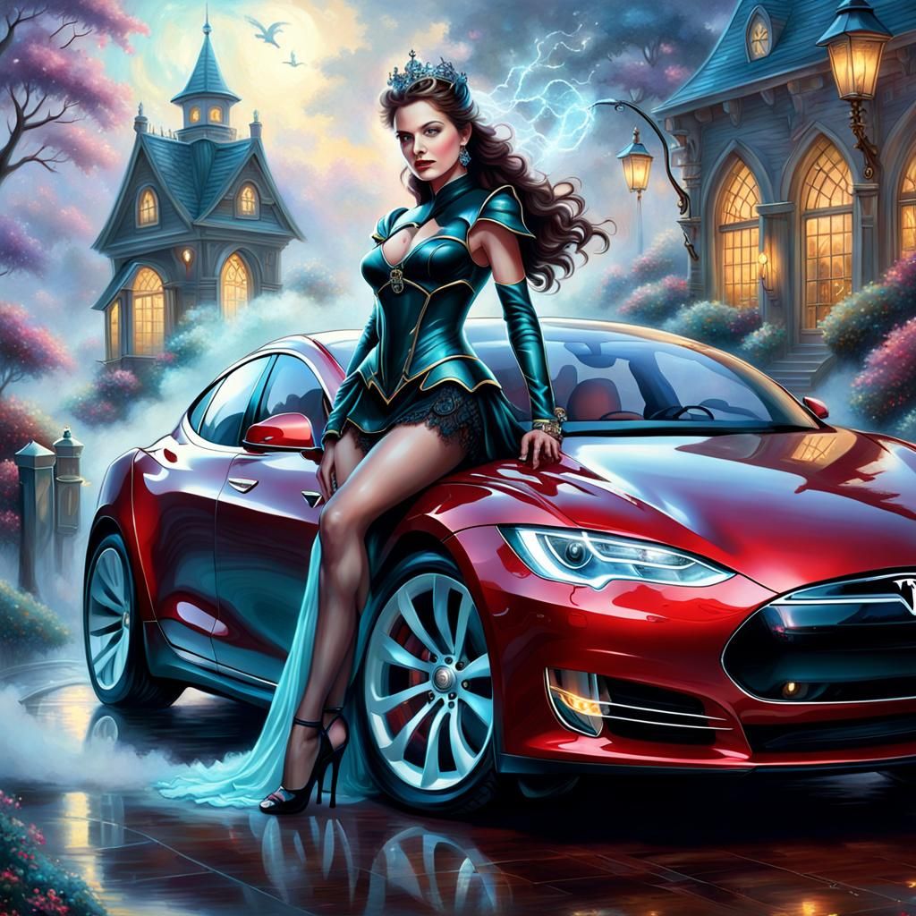 Ethereal Mistress on Tesla: Hyperdetailed Fantasy Art