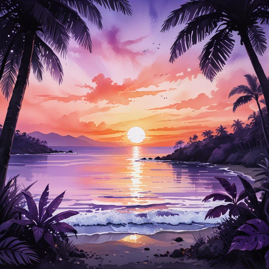 Jungle Island Beach Cove Sunset Masterpiece