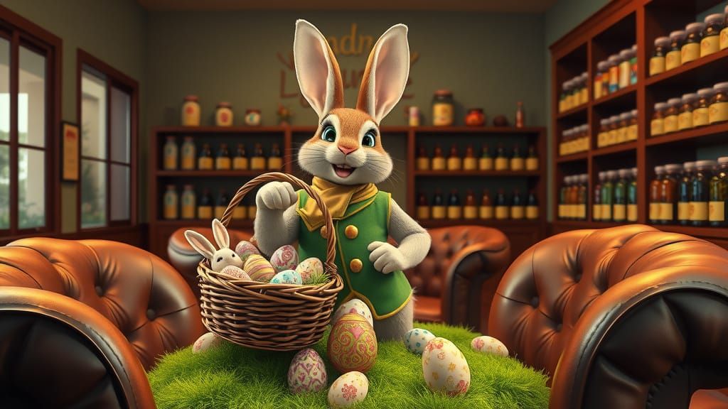 Cheerful Easter Bunny in Vibrant Velvet Vest