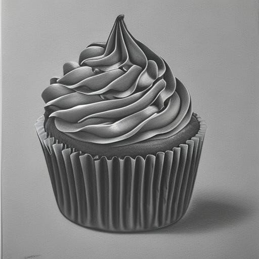 Hyperdetailed Charcoal Drawing of Choco Pumpkin Cupcake