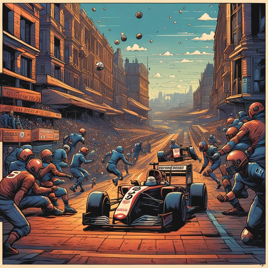 F1 Plays Football: Comic Book Art