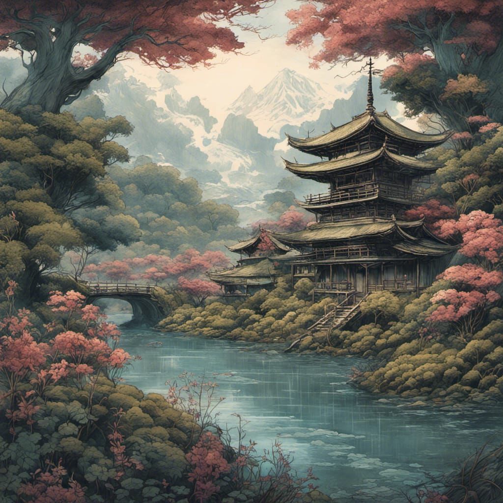 Japanese Kappa Yokai on Tranquil Riverbank