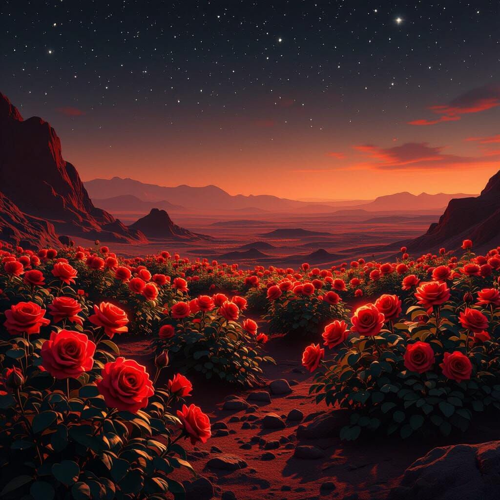 Martian Rose Garden: A Matte Painting