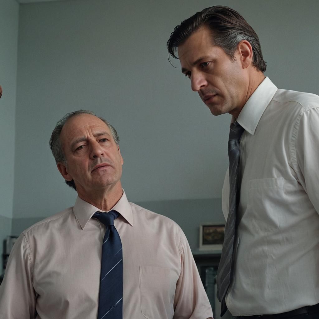 Intense Corporate Business Discussion in Dramatic Lighting