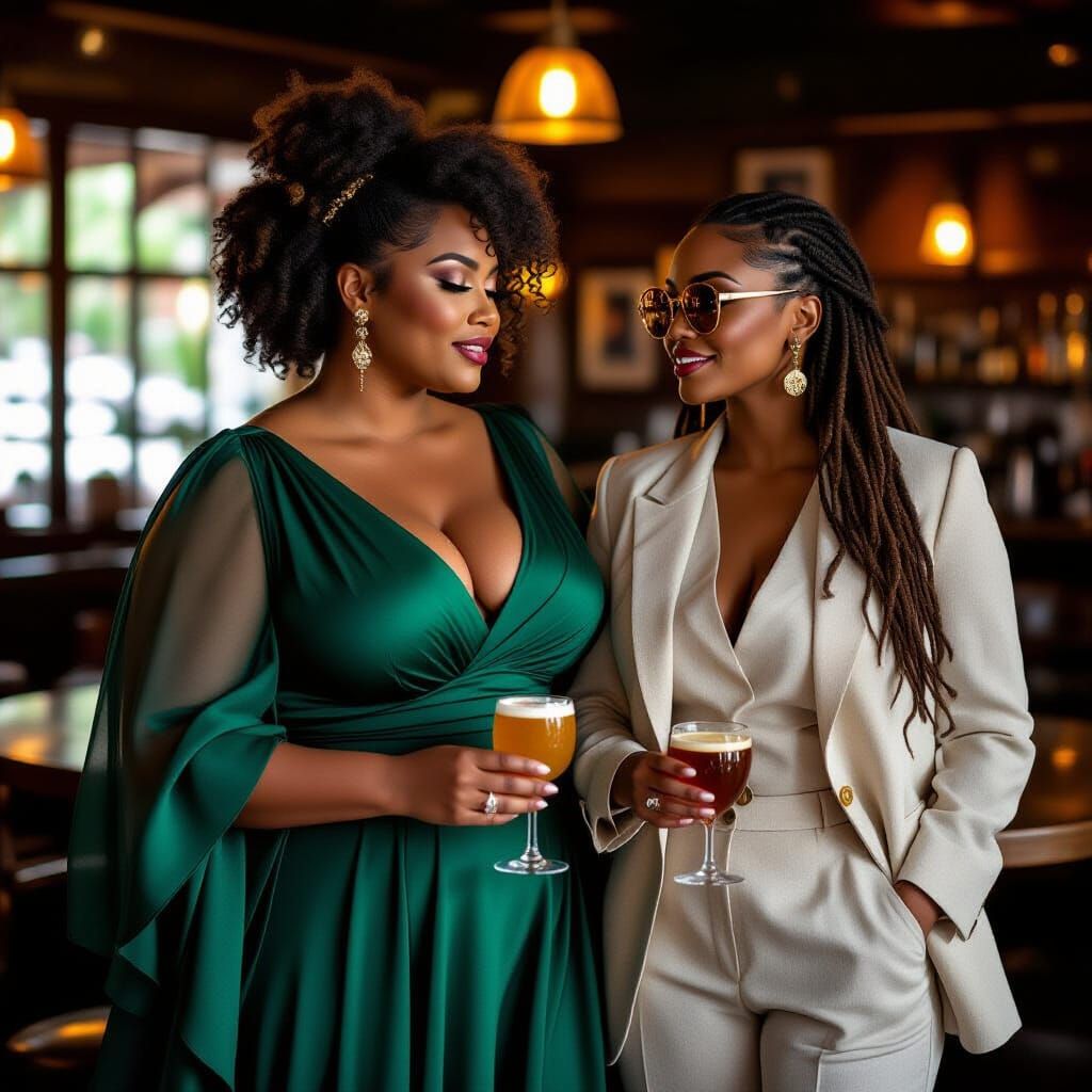 Elegant Women in Jazz Lounge, Soulful Art Style