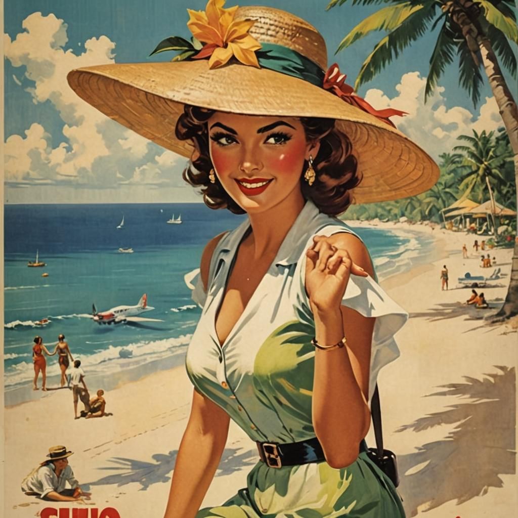 Fly to Cuba: Vintage Airline Travel Poster