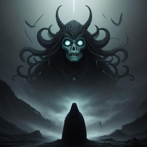 Disturbed Girl in Gothic Hyperrealism Nightmare