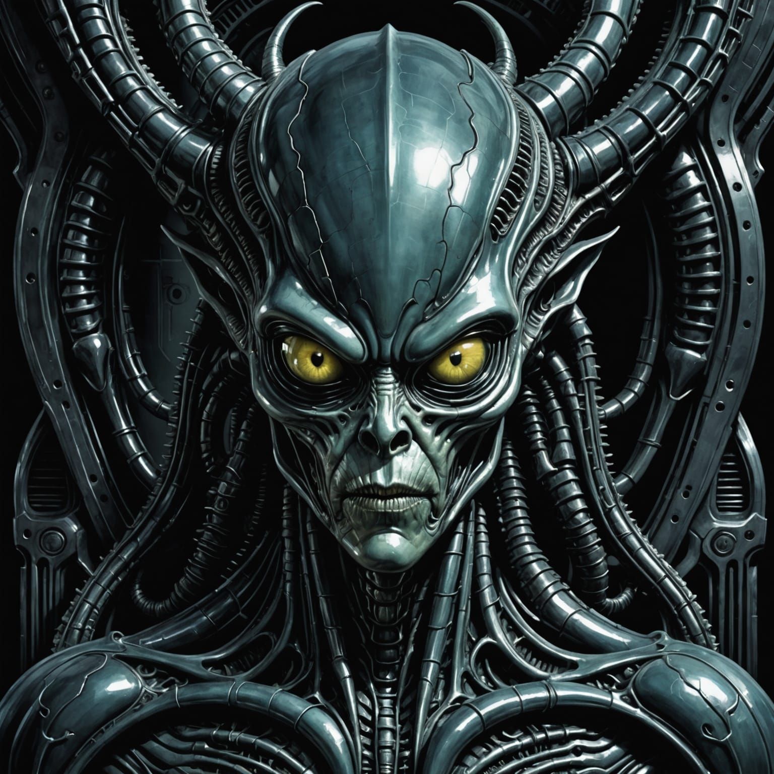 Alien Portrait in H.R. Giger Style