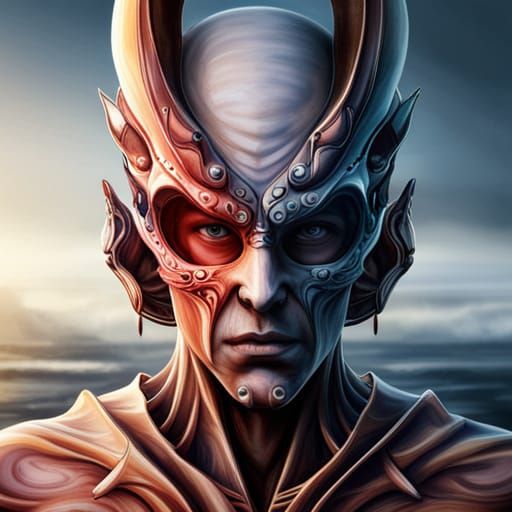 Hyperrealistic Alien Creature Portrait with Dramatic Lightin...