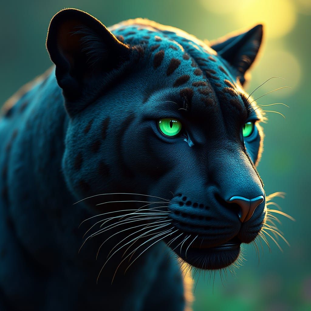 Mysterious Dark Panther in Vibrant, High-Contrast Stripes