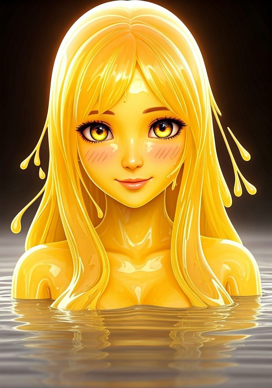 Ethereal Slime Girl in Shimmering Pool