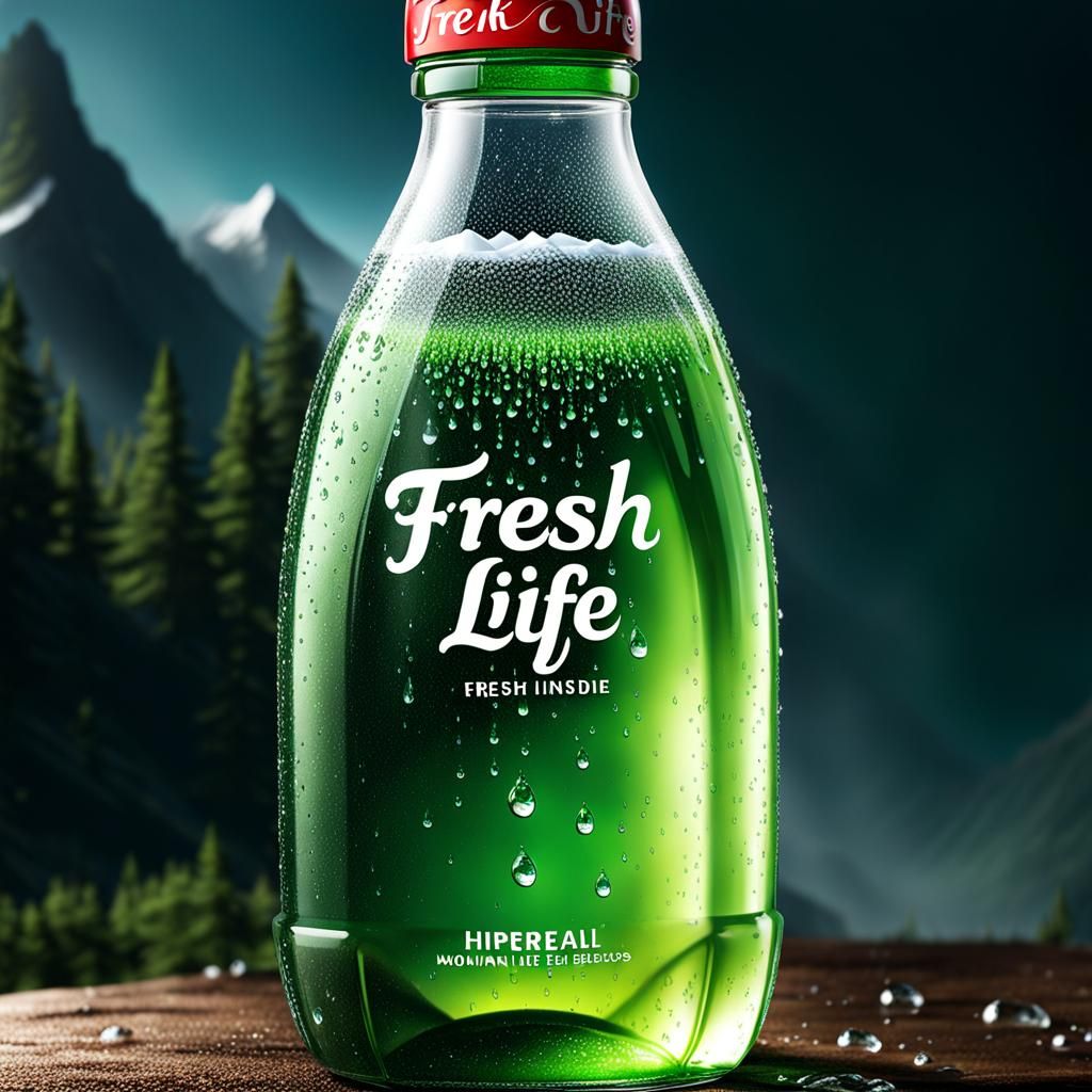 Hyperrealistic Mountain Dew Drops in Bottle