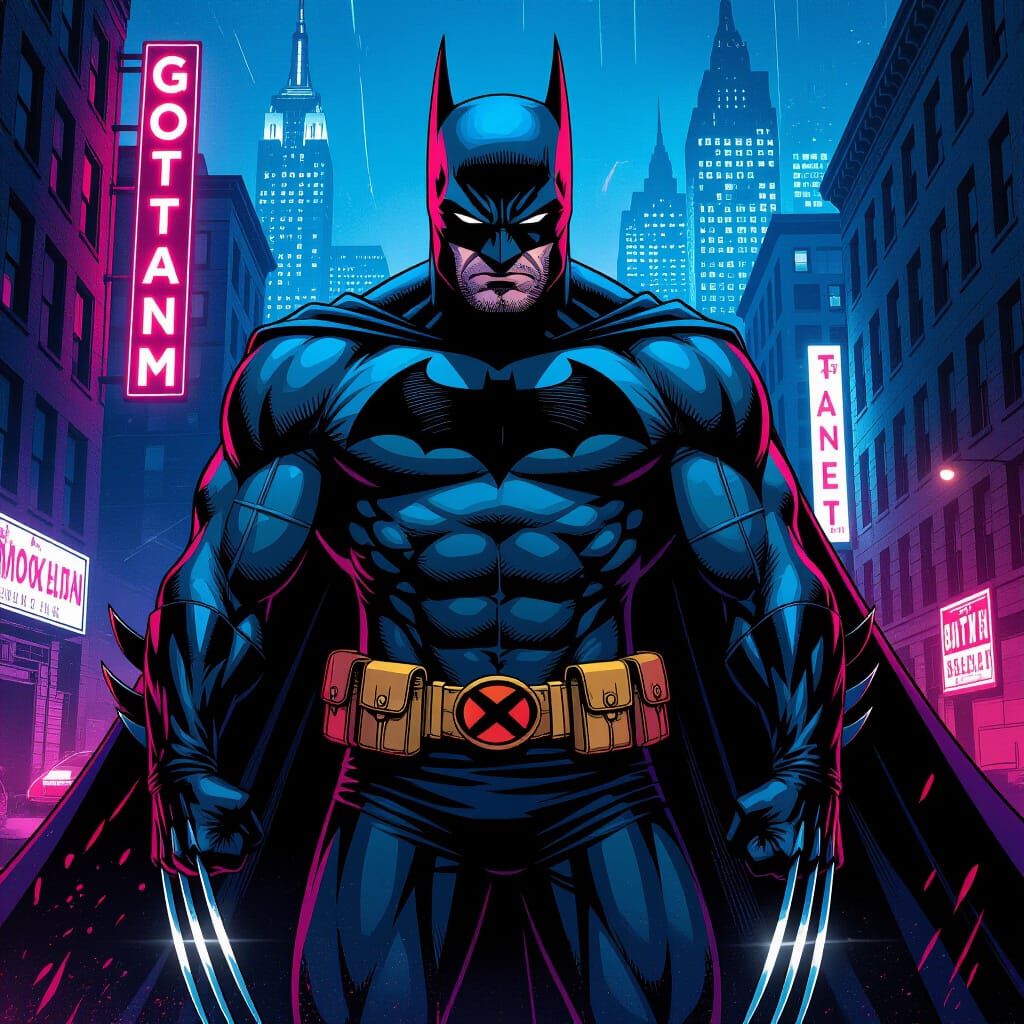 Gritty Superhero Fusion: Batman & Wolverine in Gotham