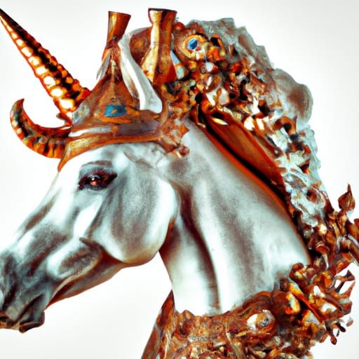 Golden Unicorn with Pearl Horn: Photorealistic Art