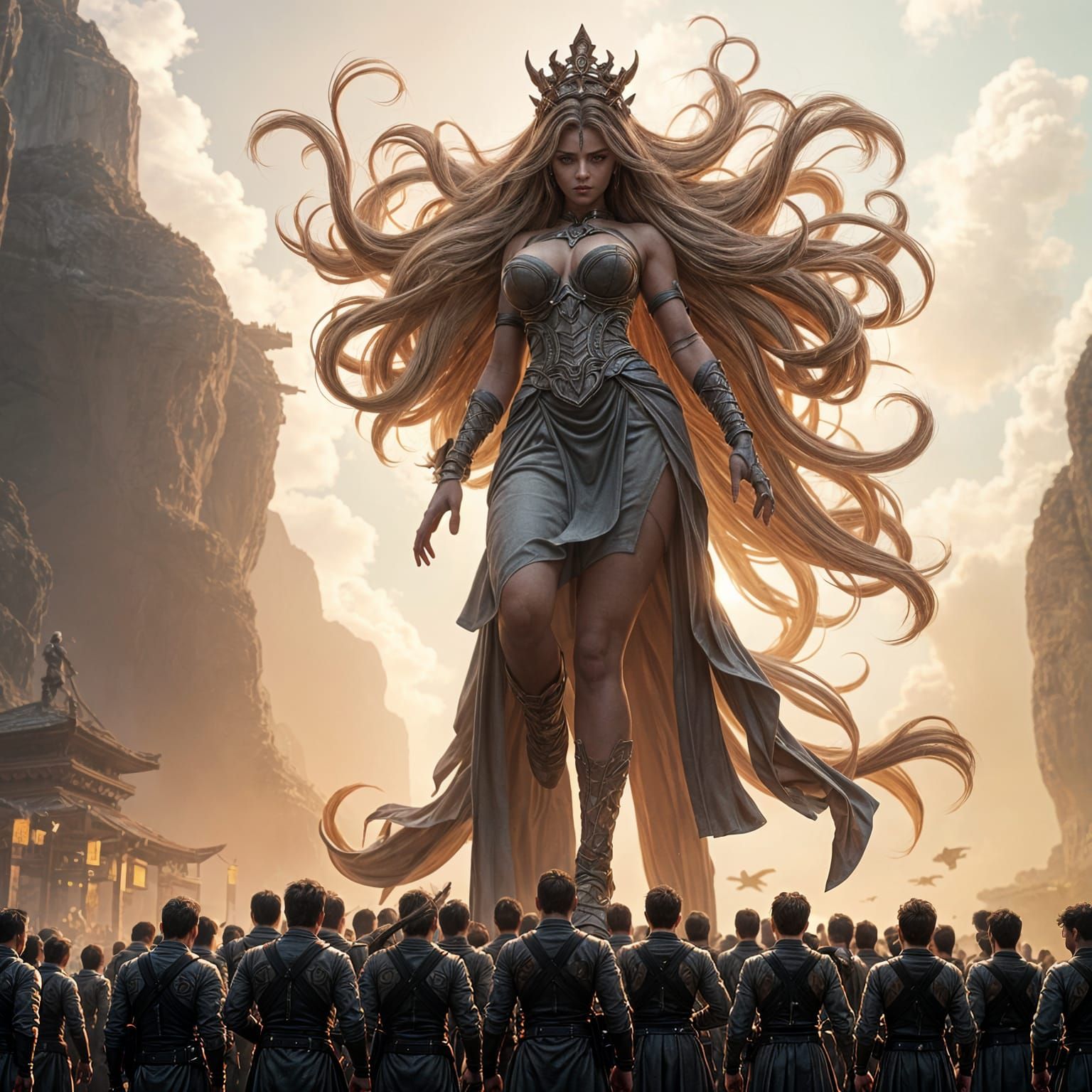 Gigantic Anime Goddess Dominates Men