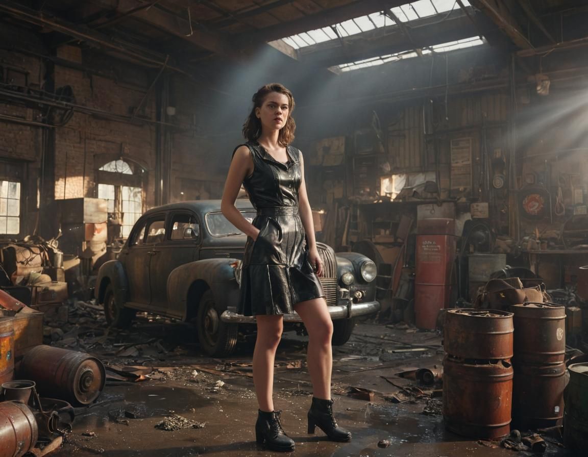 Dieselpunk Workshop: Girl and DeSoto Under Stormy Sunset