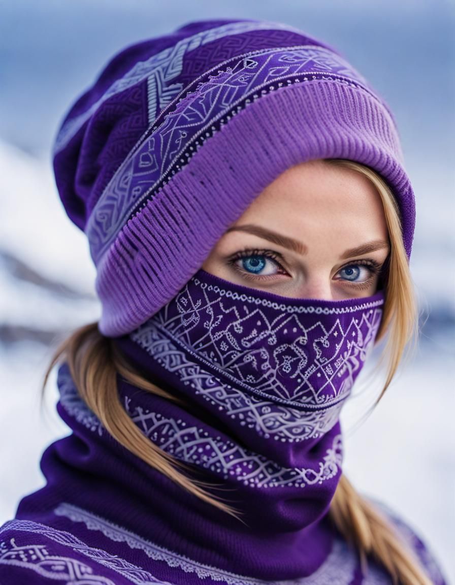 Icelandic Woman in Balaclava: Acrylic Portrait