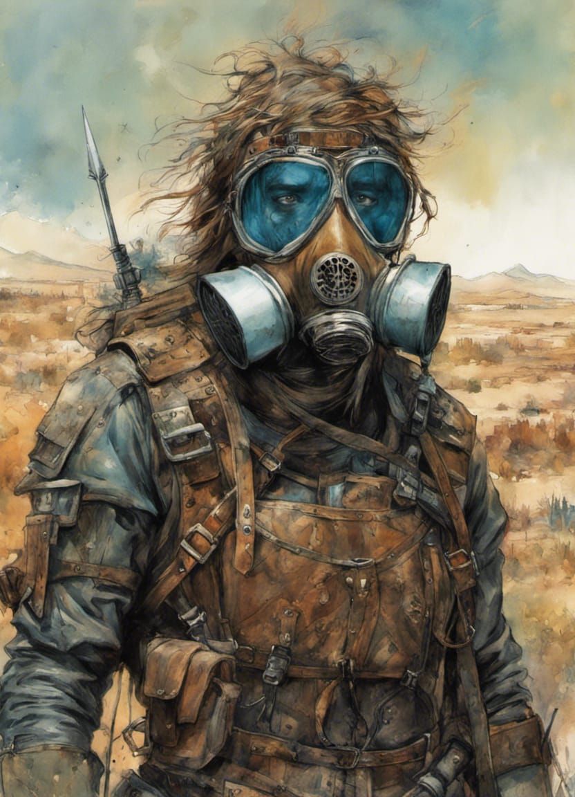 Wasteland Warrior in Apocalyptic Desert Landscape
