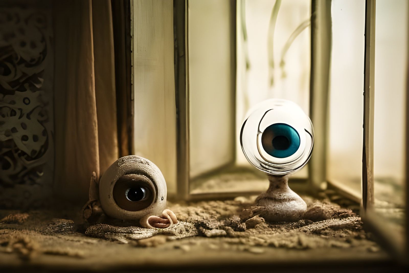 Abandoned Dollhouse with Giant Eyeball