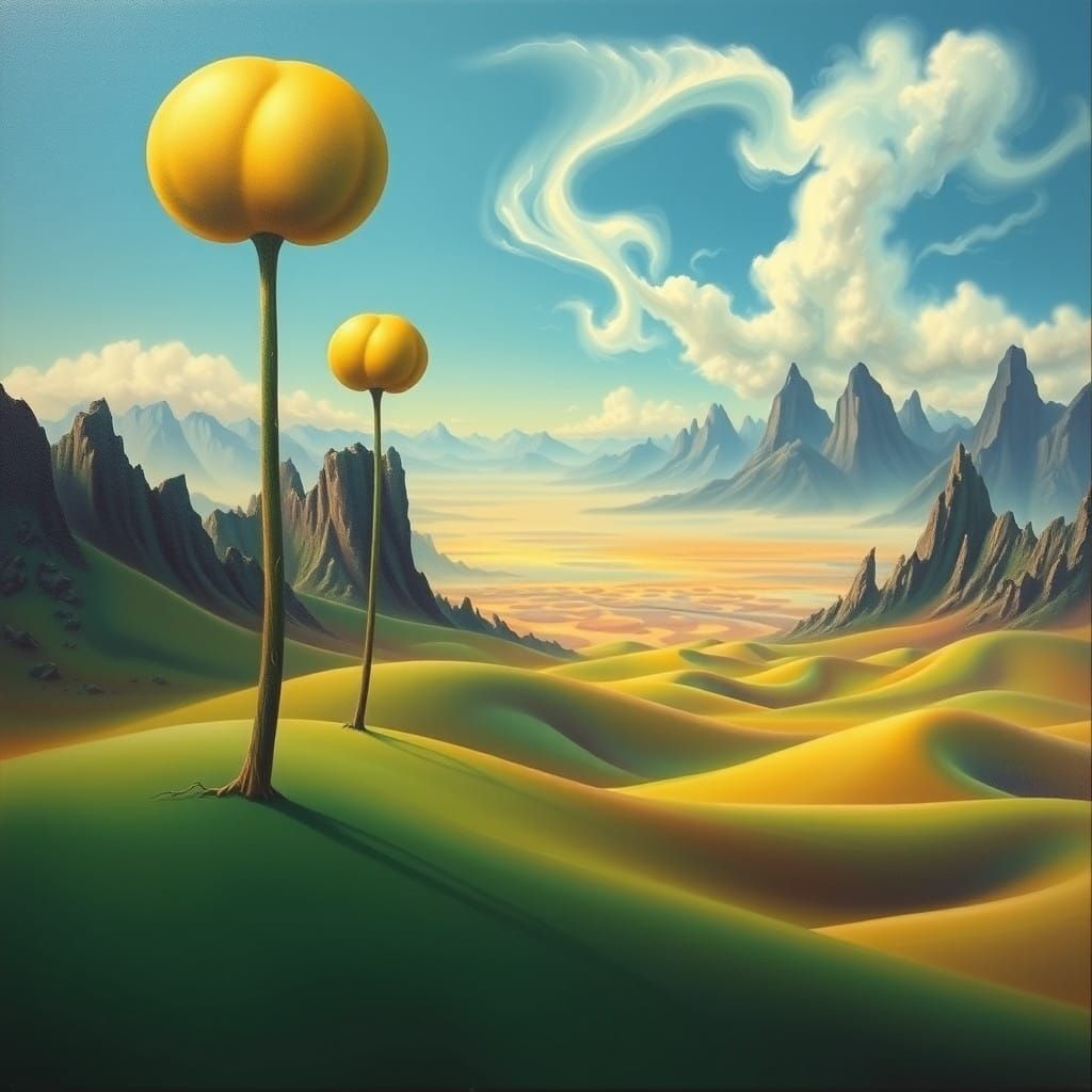 Ethereal Desert Landscapes in Dreamlike Oil Painting