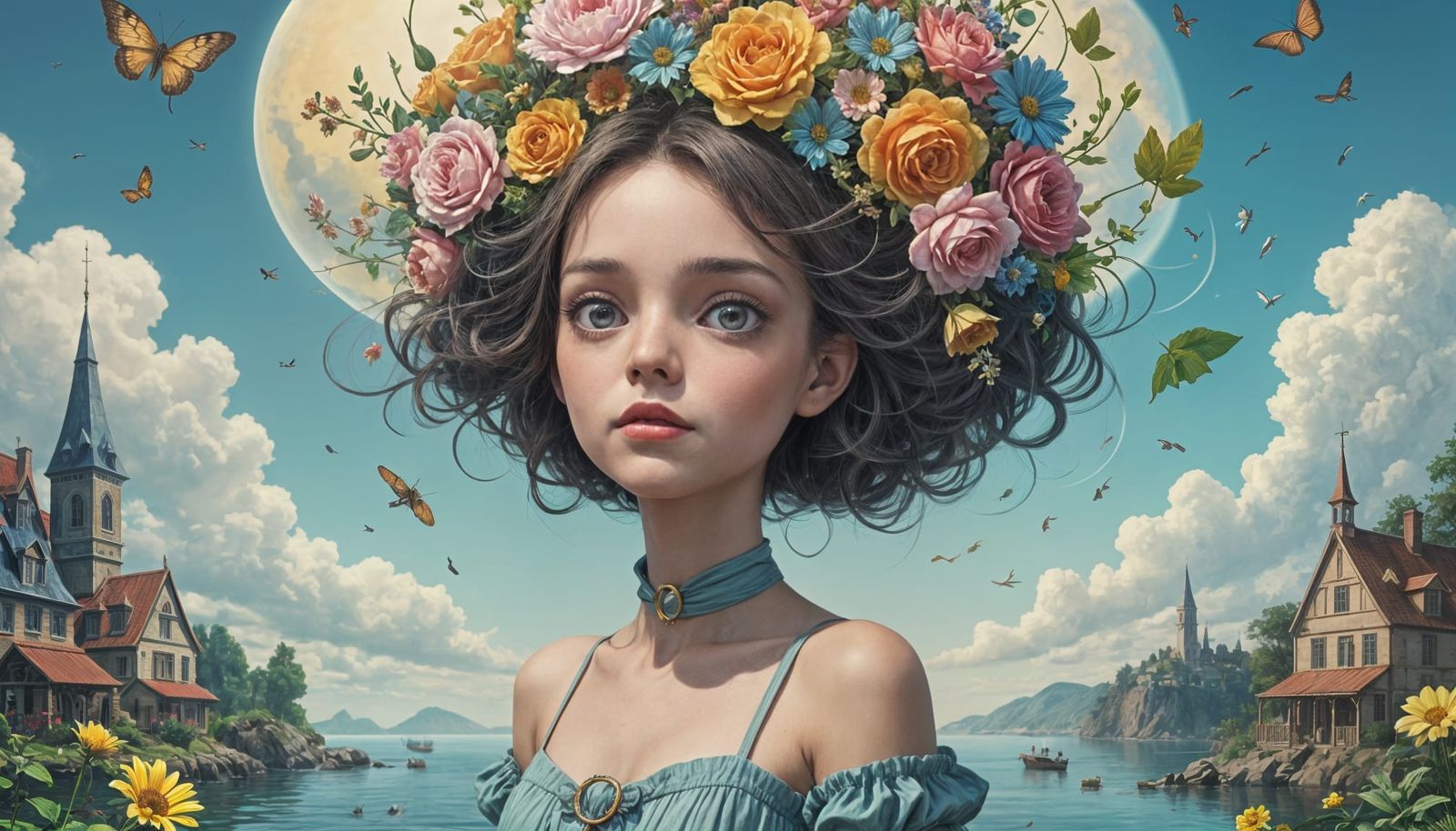 Fée Sereine in Ethereal Robe With Magic Wand and Rainbow Flo...