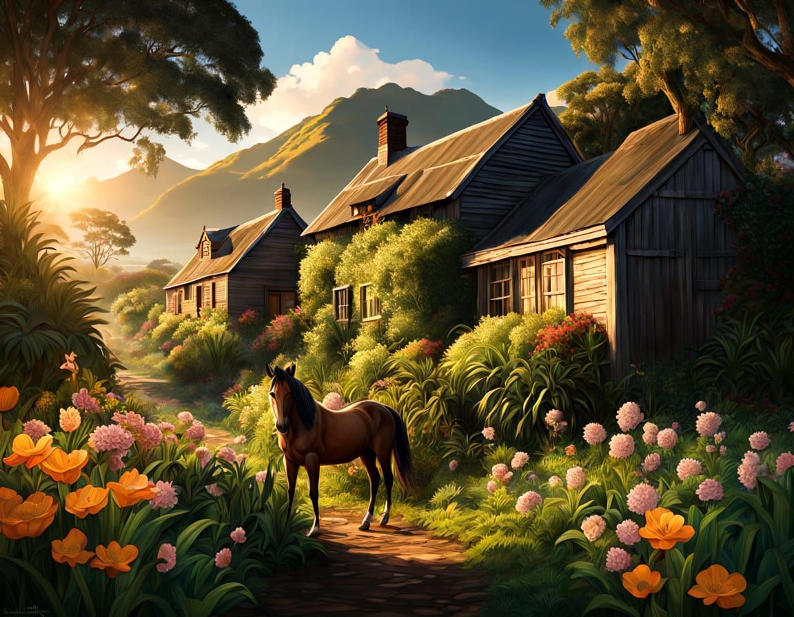 New Zealand Dollar Horse Statue in 17th Century Village