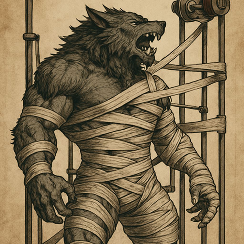 Wolf-Beastman Trapped and Mummified