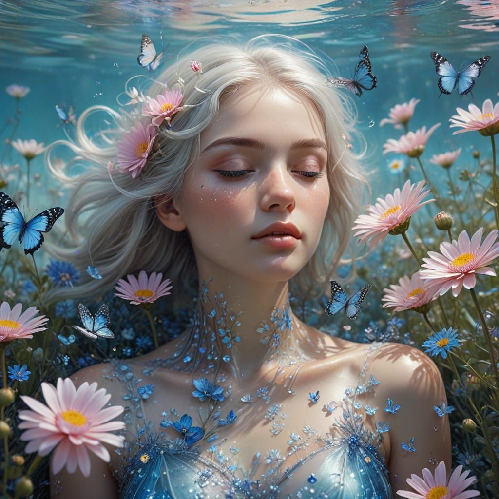 Dreamy Portrait of a Girl in Opal Fabrics with Whimsical Sur...