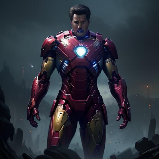 Iron Man Concept Art in Dark Fantasy Style
