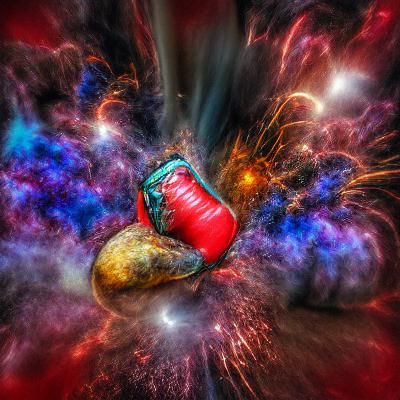 Boxing Glove Explosion in Space: Colorful 8K Render