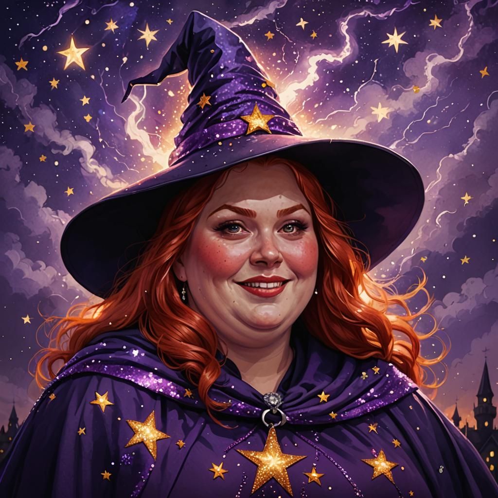 Beautiful Red-Haired Witch in Chiaroscuro Lighting